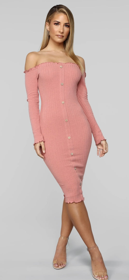 Jacklyn Off Shoulder Midi Dress