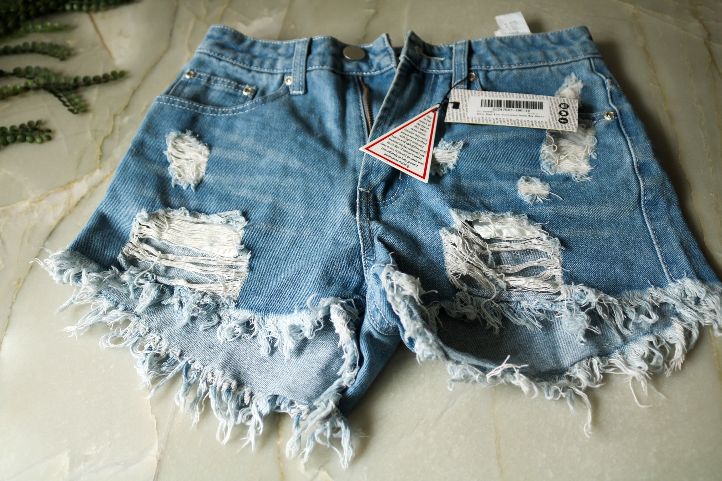 Tall Blue Denim Extreme Ripped Mom Shorts | New Look